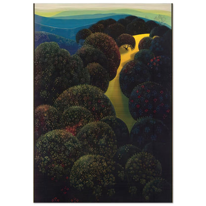 Hidden Pasture - Eyvind Earle Brushed Aluminum Print - 70x100 cm / 28x40 inches | Eyvind Earle Aluminum Print | Eyvind Earle Prints
