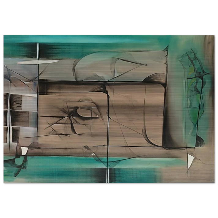 Abstraction in Green and Black - 1946 - Jimmy Ernst Brushed Aluminum Print - 70x100 cm / 28x40 inches | Jimmy Ernst Aluminum Print | Jimmy Ernst Prints