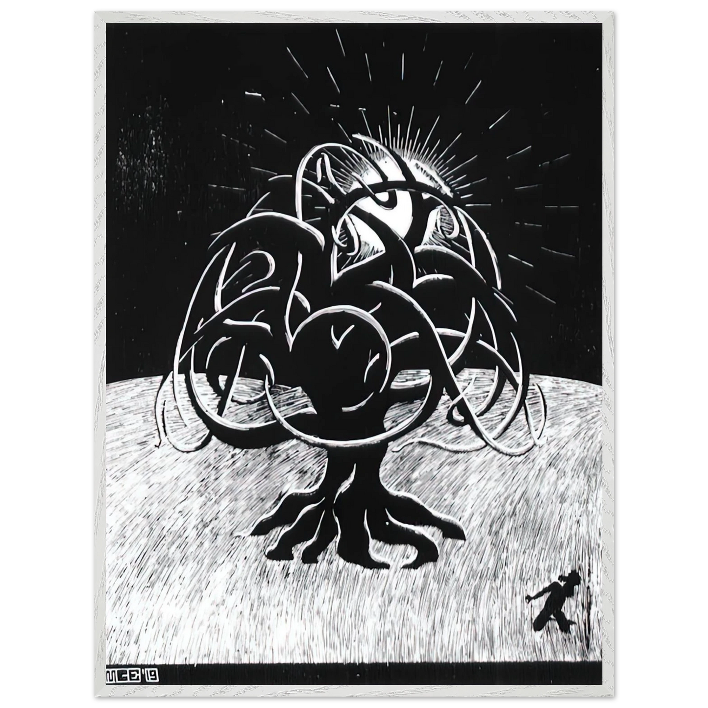MC Escher - TWON TREE Wall Art - 30x40 cm / 12x16 inches - Premium Wooden Framed Poster With Fine Art Paper-canvas - White frame
