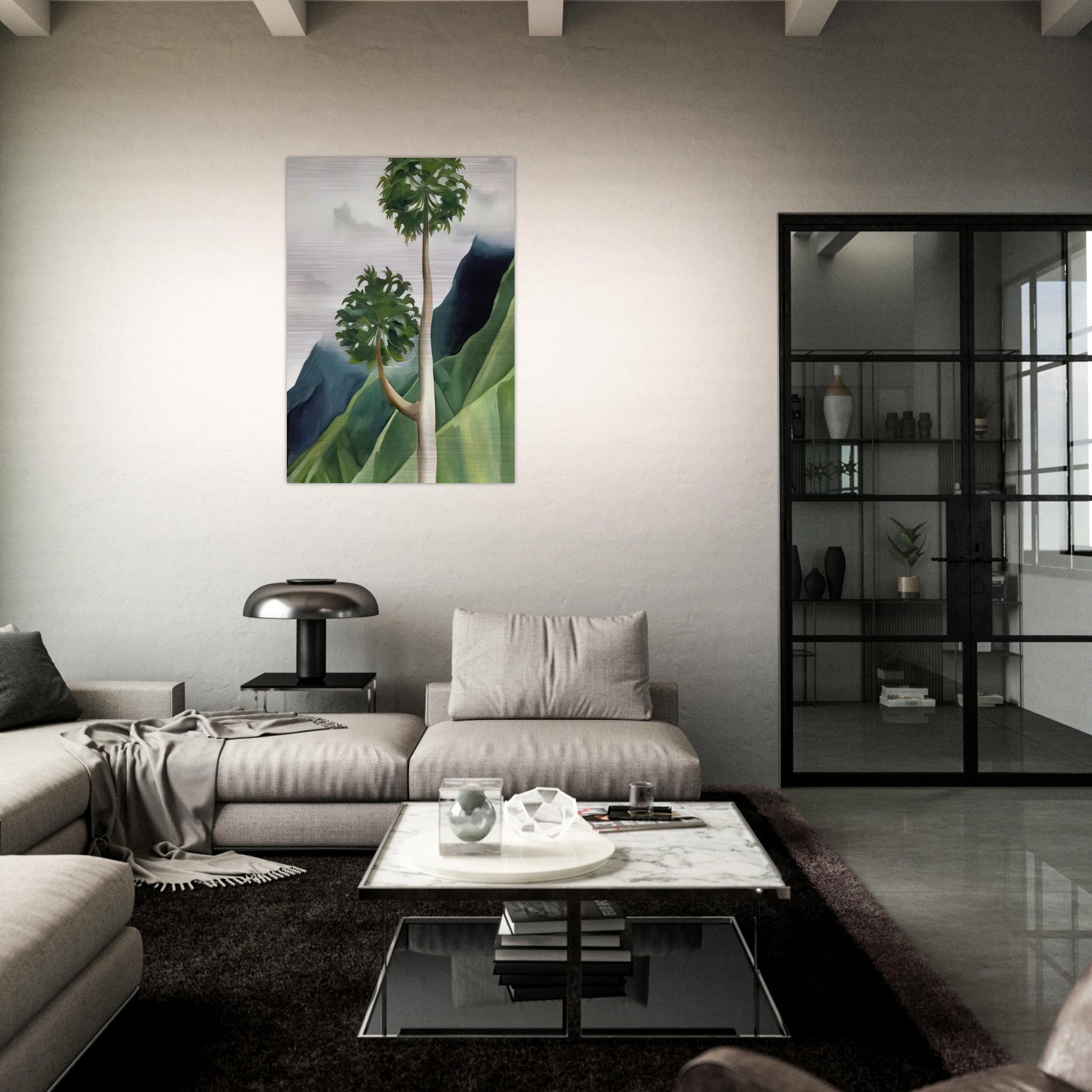 Papaya Tree-Iao Valley - Georgia O'Keeffe Brushed Aluminum Print - 70x100 cm / 28x40 inches | Georgia O'Keeffe Aluminum Print | Georgia O'Keeffe Prints