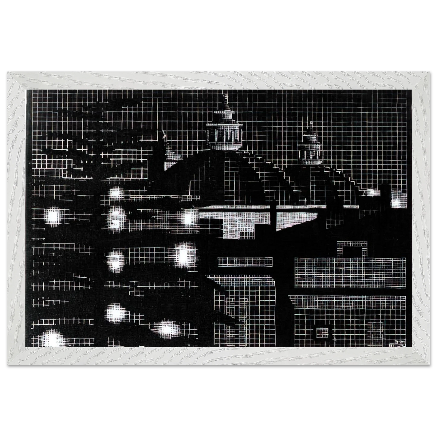 MC Escher - NOCTURNAL ROME 5 Wall Art - 21x29.7 cm / 8x12" - Premium Wooden Framed Poster With Fine Art Paper-canvas - Black frame