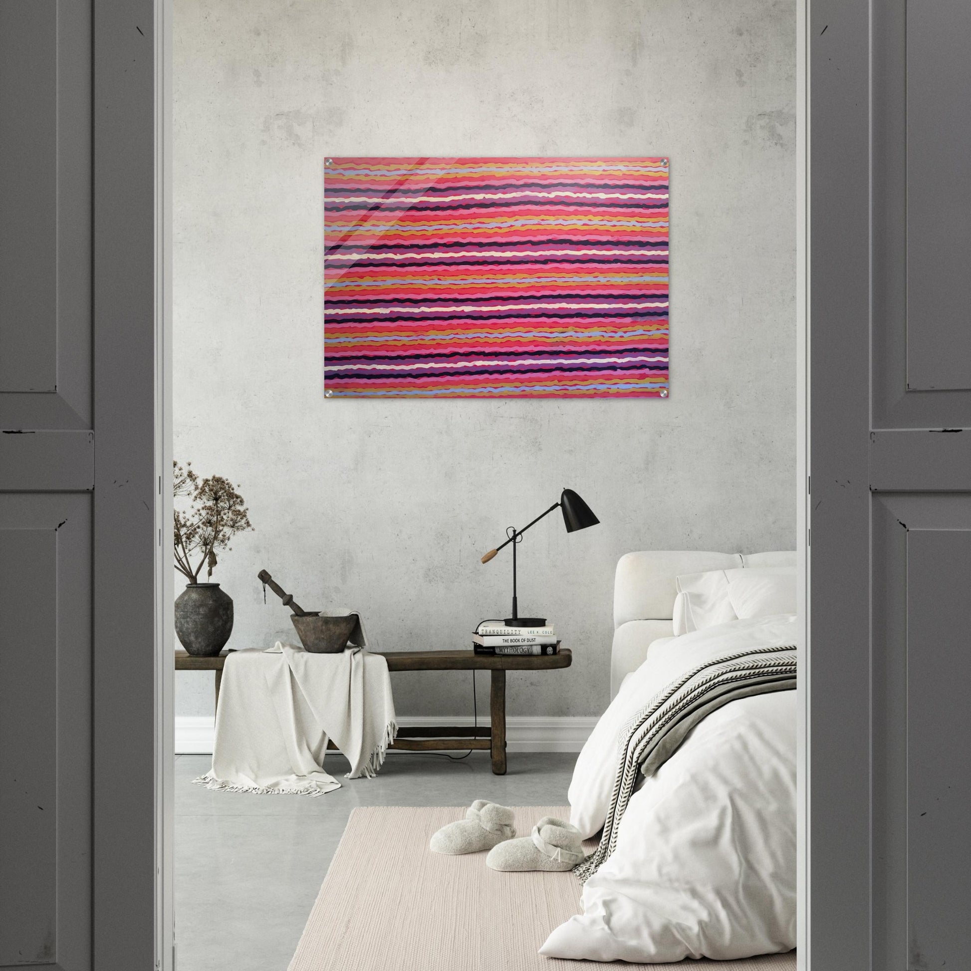 Spear Dreaming, South of Naperby - 1995 - Clifford Possum Tjapaltjarri Acrylic Print - 70x100 cm / 28x40″ inches