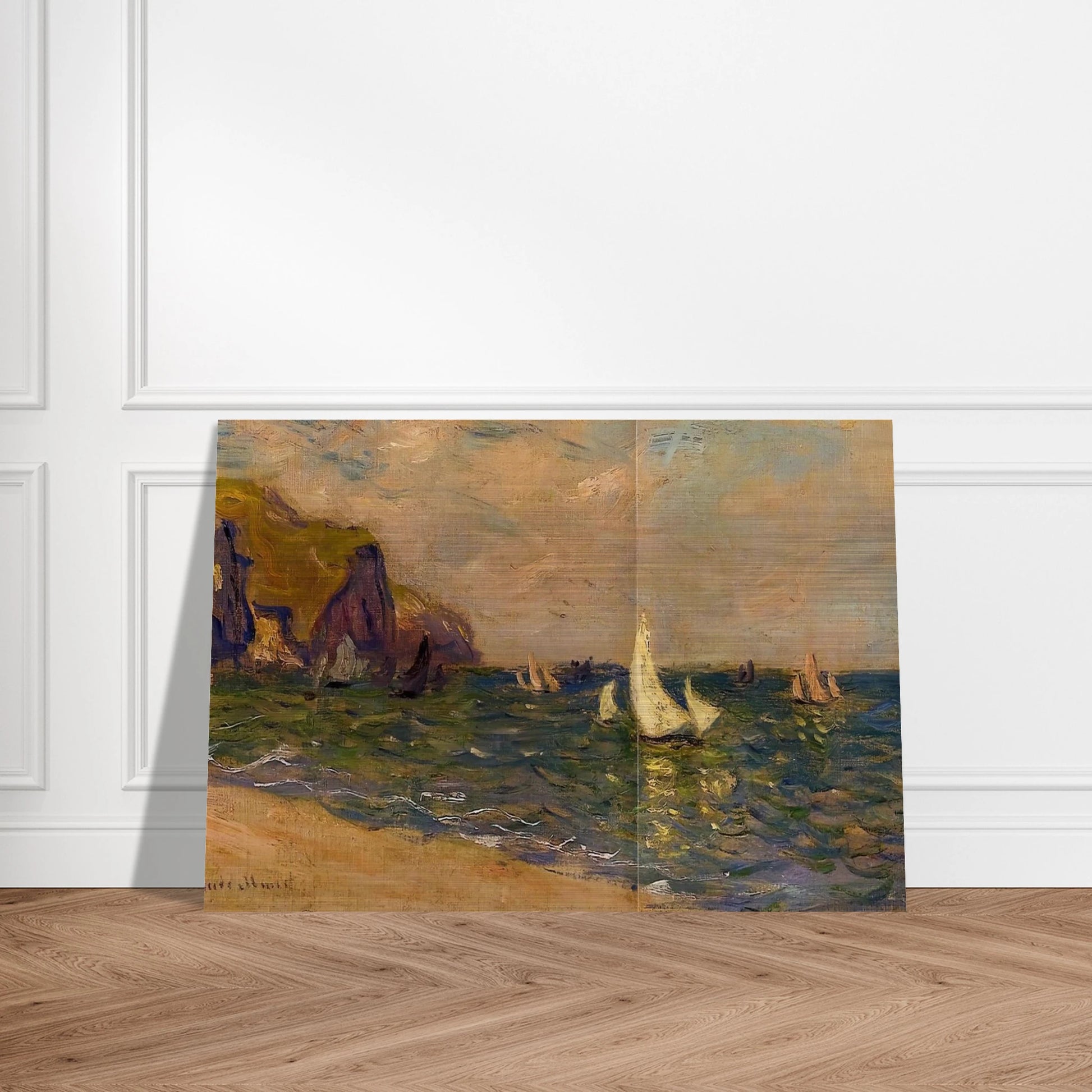Sailboats at Sea, Pourville - claude monet Brushed Aluminum Print - 70x100 cm / 28x40 inches | claude monet Aluminum Print | claude monet Prints