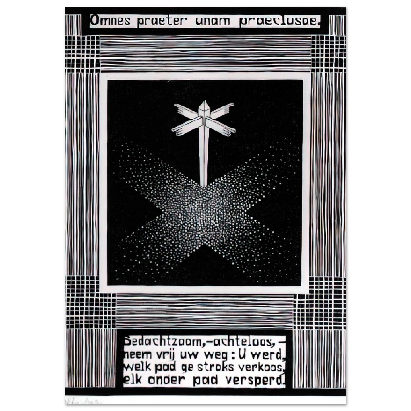 MC Escher - EMBLEMATA SIGNPOST Wall Art - 30x40 cm / 12x16 inches - Premium Wooden Framed Poster With Fine Art Paper - White frame
