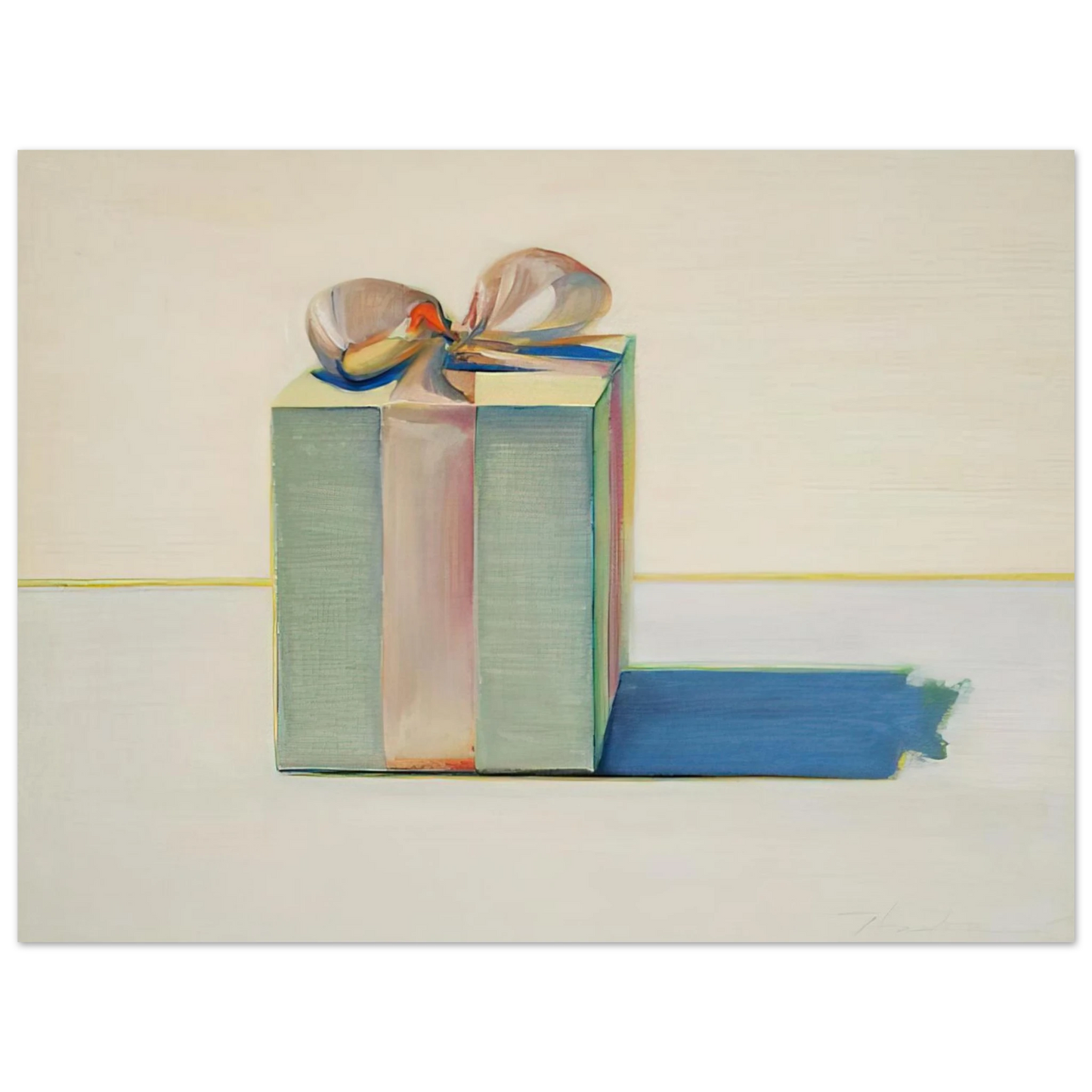 Wayne Thiebaud - Gift Box - 1971 Wall Art - 30x40 cm / 12x16 inches - Premium Wooden Framed Poster With Fine Art Paper-canvas - Black frame
