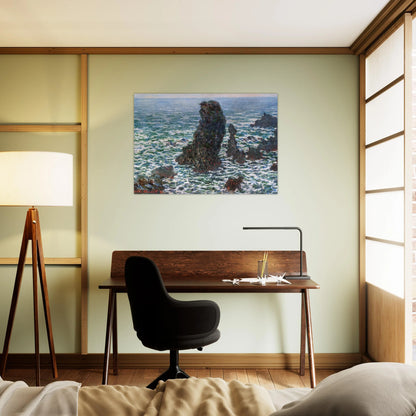 The Pyramids of Port Coton, Belle-Ile-en-Mer - claude monet Brushed Aluminum Print - 70x100 cm / 28x40 inches | claude monet Aluminum Print | claude monet Prints