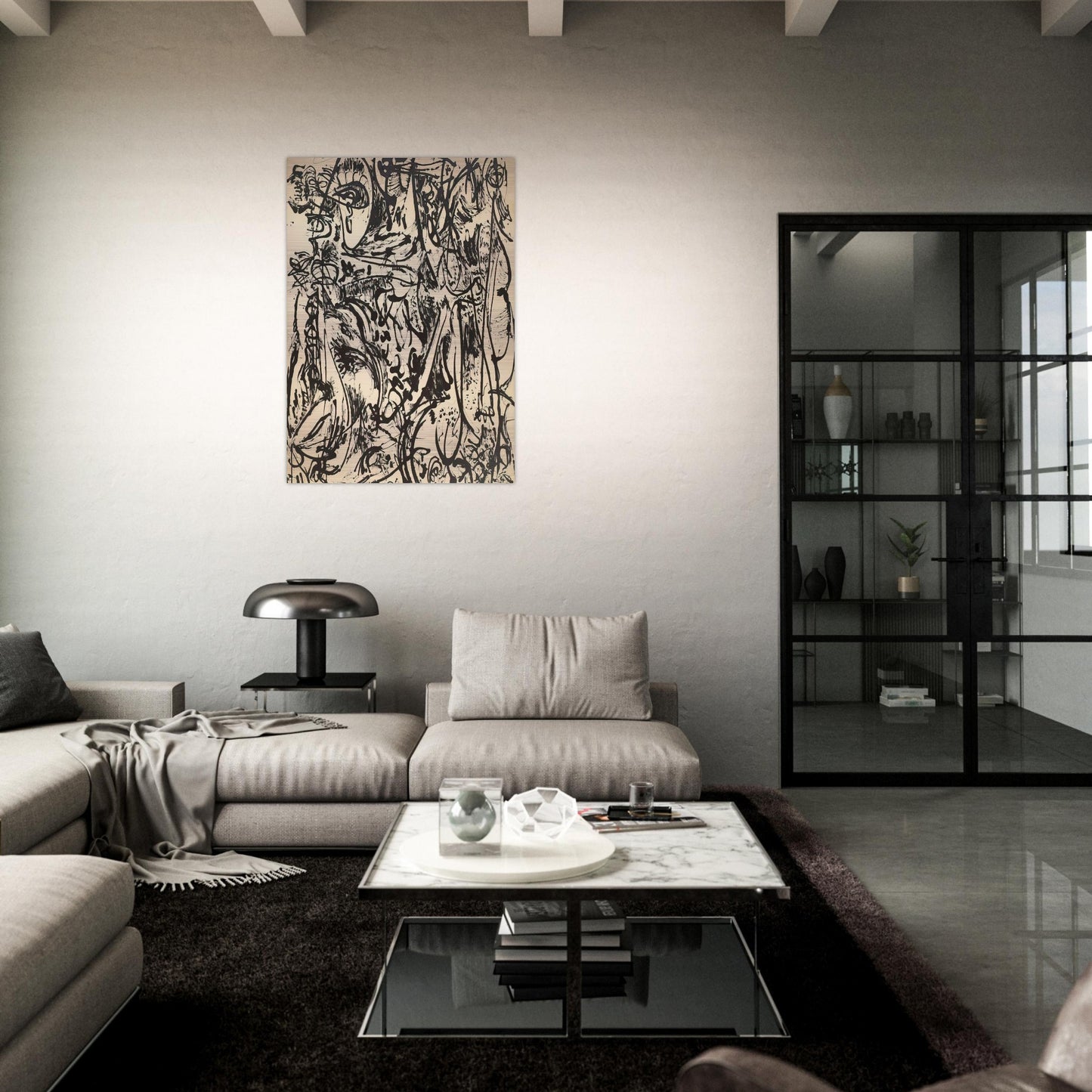 ECHO 1951 - Jackson Pollock Brushed Aluminum Print - 70x100 cm / 28x40 inches | Jackson Pollock Aluminum Print | Jackson Pollock Prints