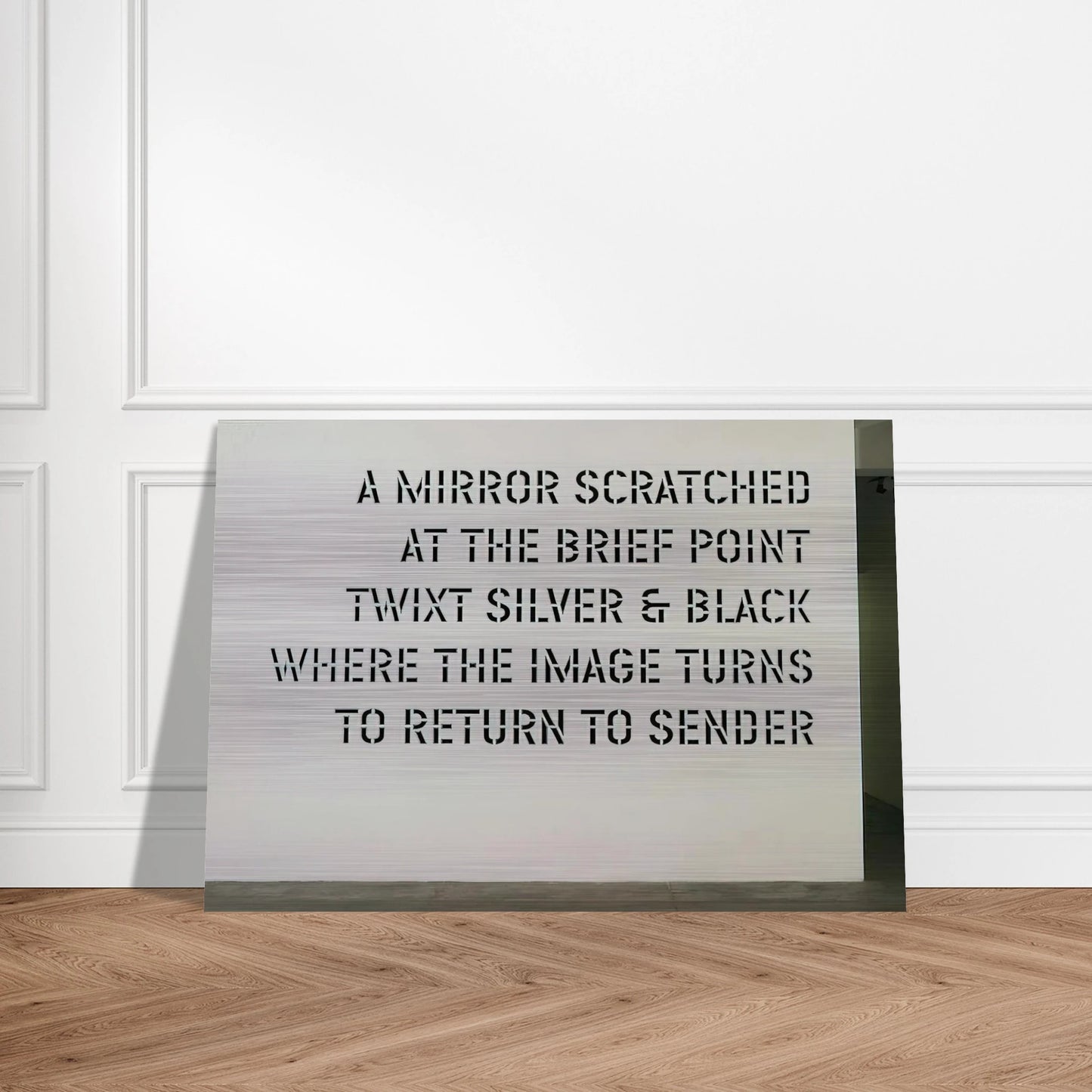 A Mirror Scratched... - 2004 - Lawrence Weiner Brushed Aluminum Print - 70x100 cm / 28x40 inches | Lawrence Weiner Aluminum Print | Lawrence Weiner Prints