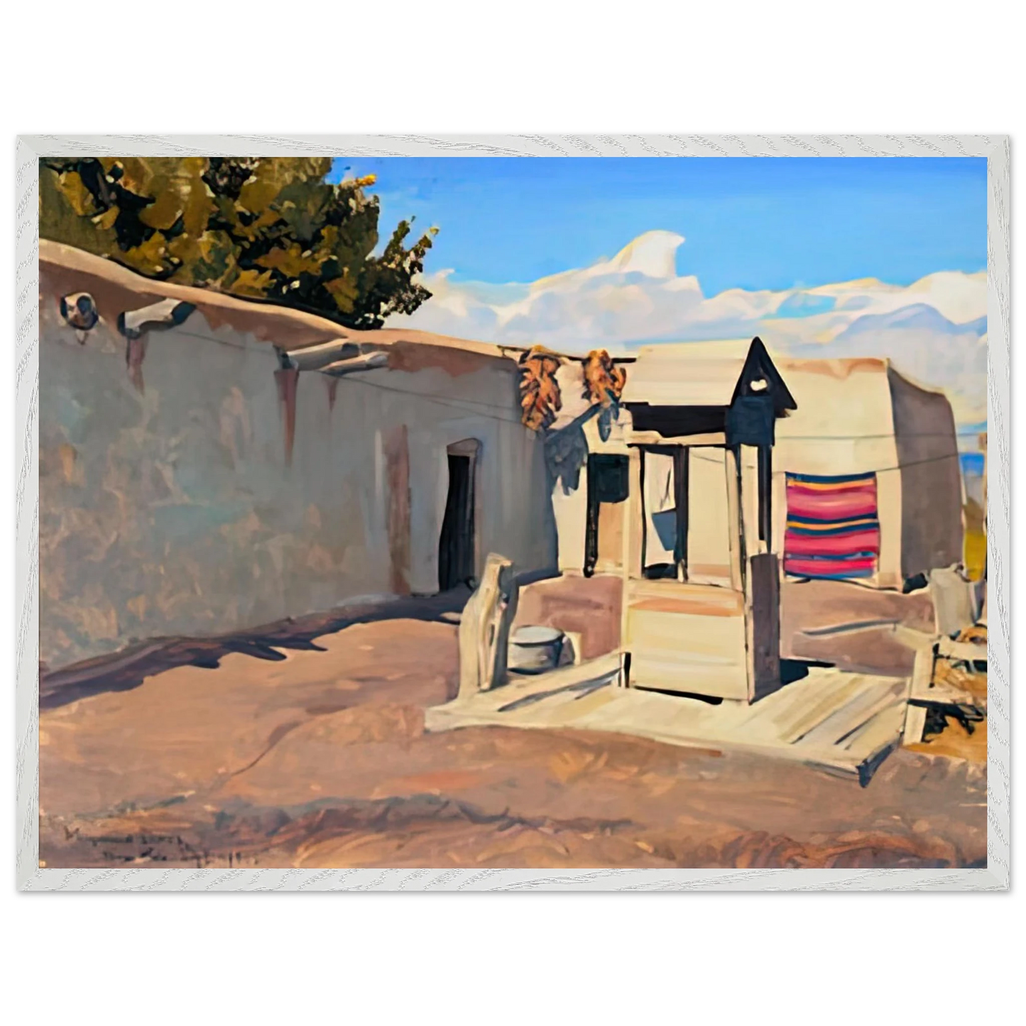 Maynard Dixon - OLD PATIO 1931 Wall art - 40x50 cm / 16x20 inches - Premium Wooden Framed Poster With Fine Art Paper-canvas - White frame