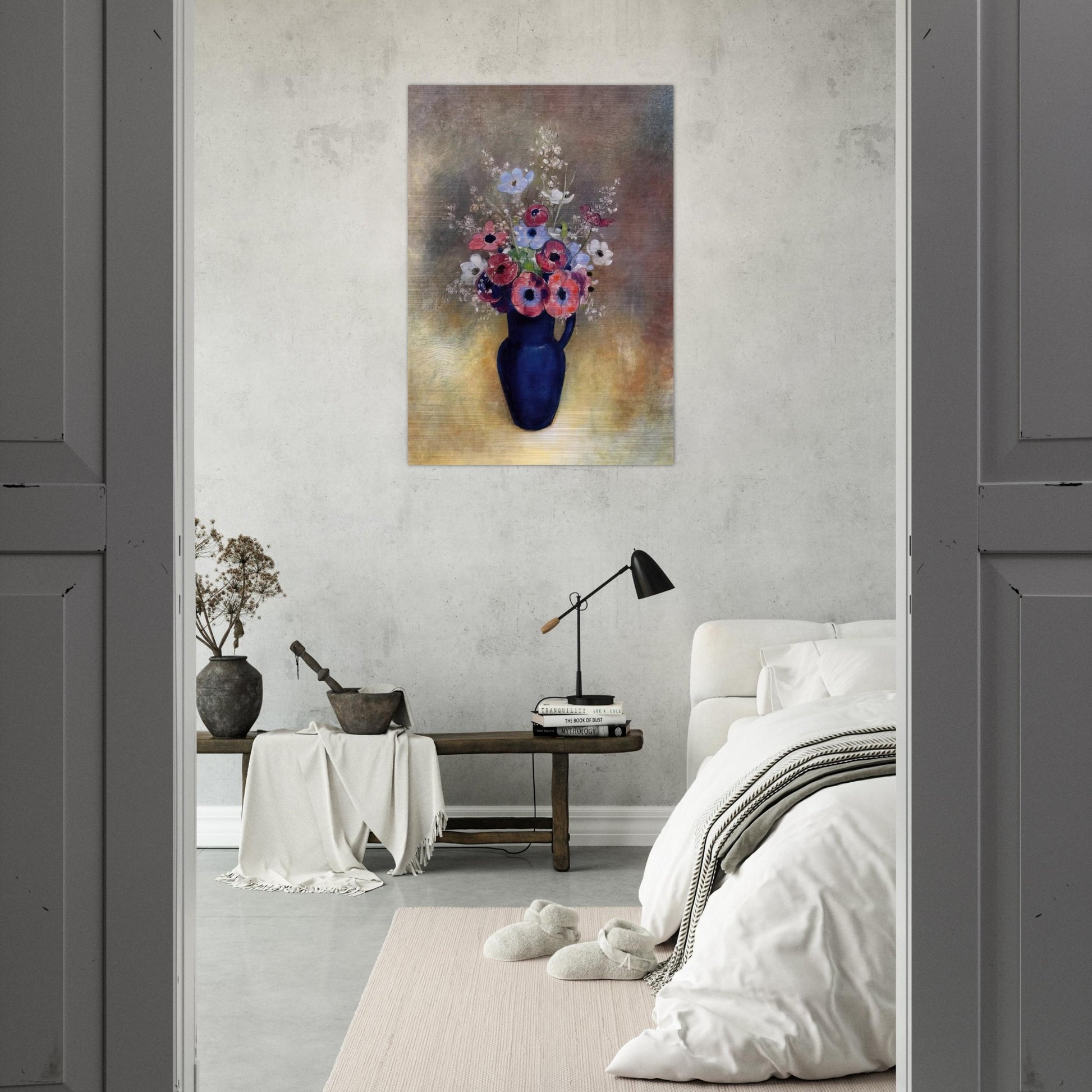 ANEMONES IN A JUG - Odilon Redon Brushed Aluminum Print - 70x100 cm / 28x40 inches | Odilon Redon Aluminum Print | Odilon Redon Prints