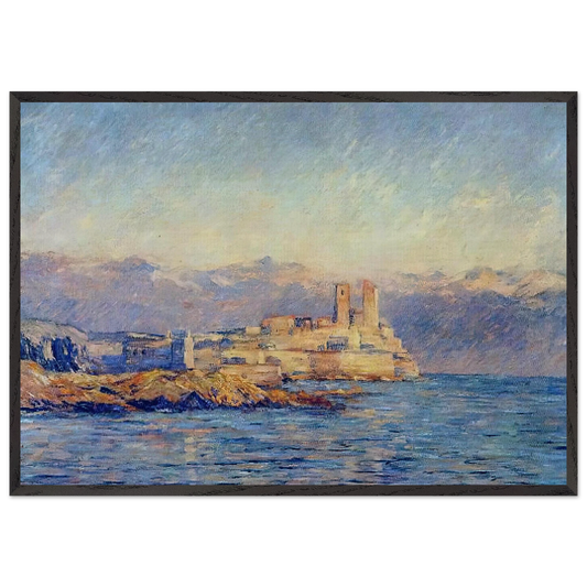 The Castle in Antibes - claude monet 70x100 cm / 28x40 inches Framed Art Print – Black Wooden Frame