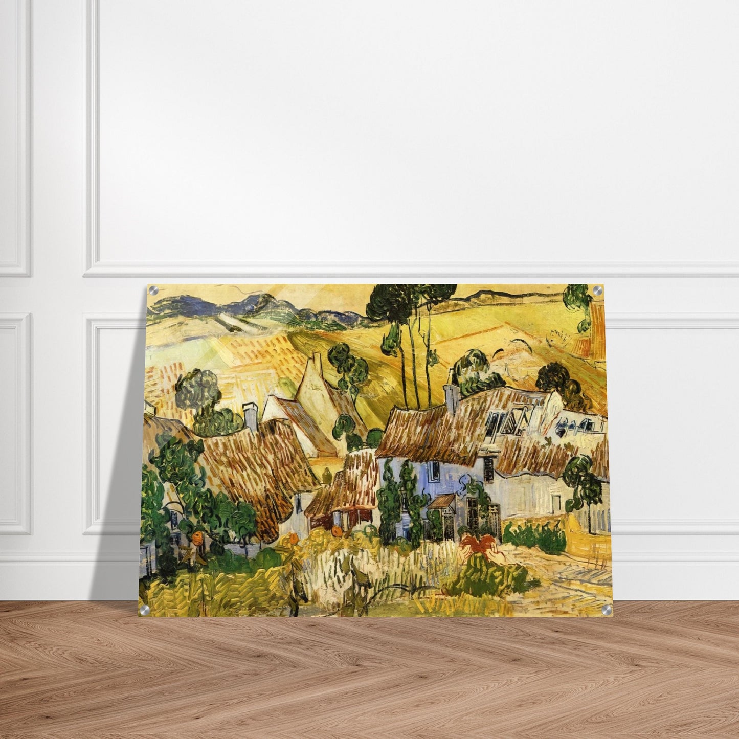 Thatched Houses against a Hill - Vincent van Gogh Acrylic Print - 70x100 cm / 28x40″ inches | Vincent van Gogh Wall Art | Vincent van Gogh Prints