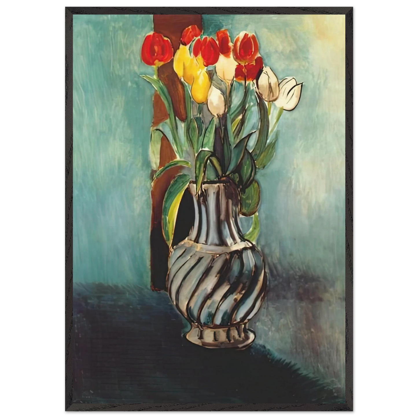 ME MYSELF STENDHAL VASE OF TULIPS 1914 - Henri Matisse 70x100 cm / 28x40 inches Framed Art Print – Black Wooden Frame
