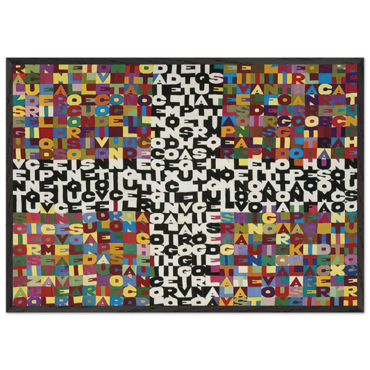 OGGI VENTICINQUESIMO GIORNO DEL SETTIMO MESE 1988 - Alighiero Boetti 70x100 cm / 28x40 inches Framed Art Print – Black Wooden Frame