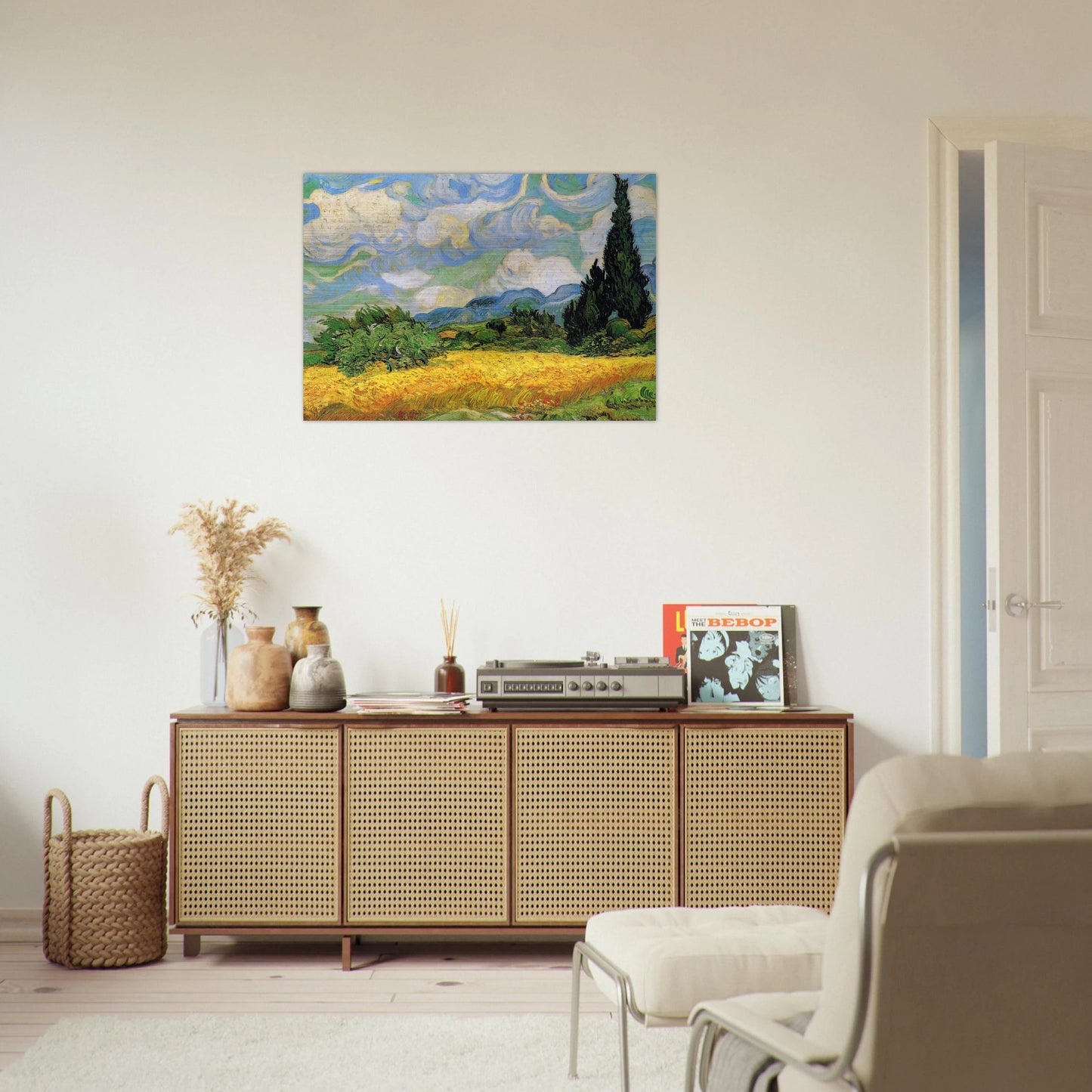 Wheat Field with Cypresses at the Haude Galline near Eygalieres - Vincent van Gogh Brushed Aluminum Print - 70x100 cm / 28x40 inches | Vincent van Gogh Aluminum Print | Vincent van Gogh Prints