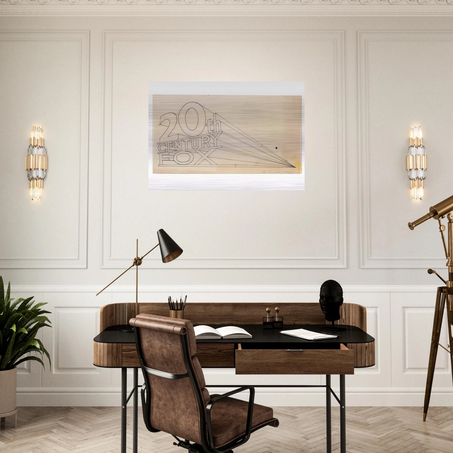 TRADEMARK STUDY 4 1962 - Edward Ruscha Brushed Aluminum Print - 70x100 cm / 28x40 inches | Edward Ruscha Aluminum Print | Edward Ruscha Prints