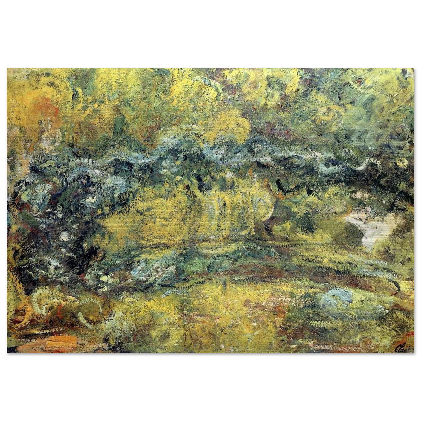 The Japanis Bridge Footbridge over the Water-Lily Pond - claude monet Brushed Aluminum Print - 70x100 cm / 28x40 inches | claude monet Aluminum Print | claude monet Prints