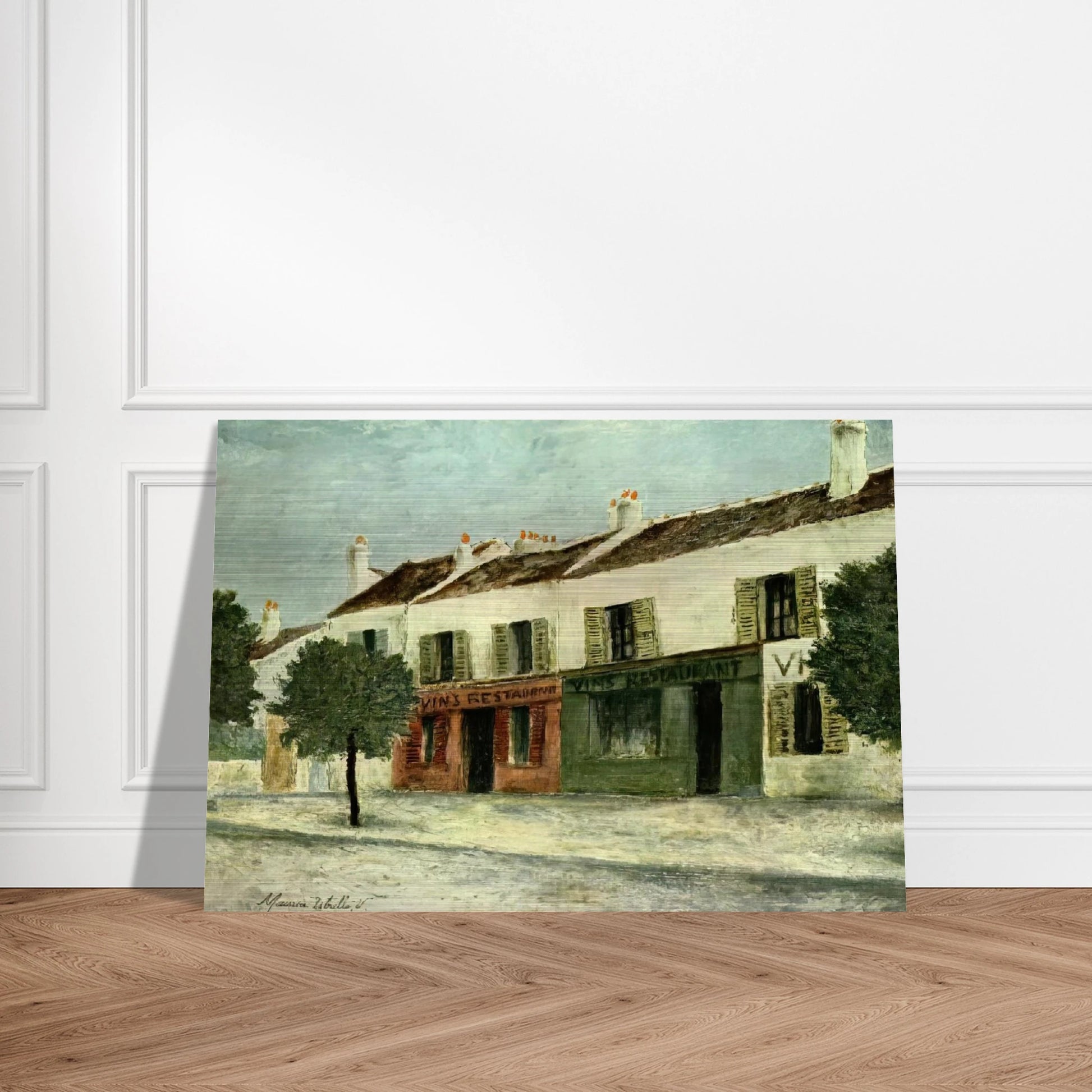 BISTROS IN A SUBURB - Maurice Utrillo Brushed Aluminum Print - 70x100 cm / 28x40 inches | Maurice Utrillo Aluminum Print | Maurice Utrillo Prints