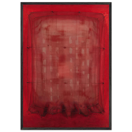 Espejo vestido de rojo - Art Informel - Manuel Rivera 70x100 cm / 28x40 inches Framed Art Print – Black Wooden Frame