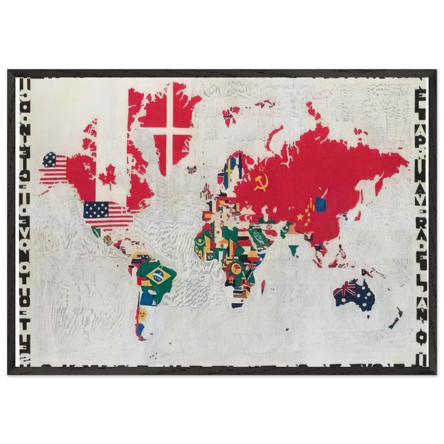 MAPPA 1983 - Alighiero Boetti 70x100 cm / 28x40 inches Framed Art Print – Black Wooden Frame