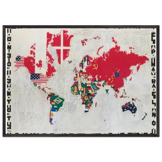MAPPA 1983 - Alighiero Boetti 70x100 cm / 28x40 inches Framed Art Print – Black Wooden Frame