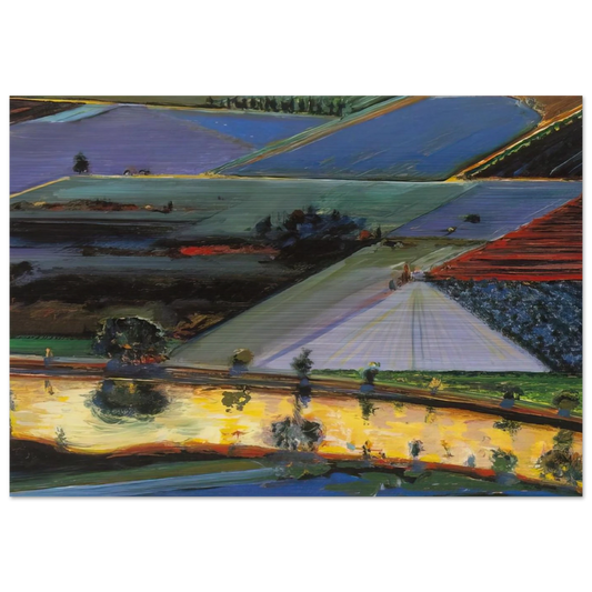 Farm Channel - 1996 - Wayne Thiebaud Brushed Aluminum Print - 70x100 cm / 28x40 inches | Wayne Thiebaud Aluminum Print | Wayne Thiebaud Prints
