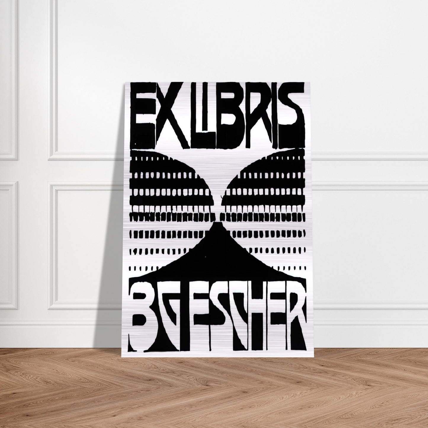 BOOKPLATE B G ESCHER BEER - MC Escher Brushed Aluminum Print - 70x100 cm / 28x40 inches | MC Escher Aluminum Print | MC Escher Prints | Maurits Cornelis Escher Prints