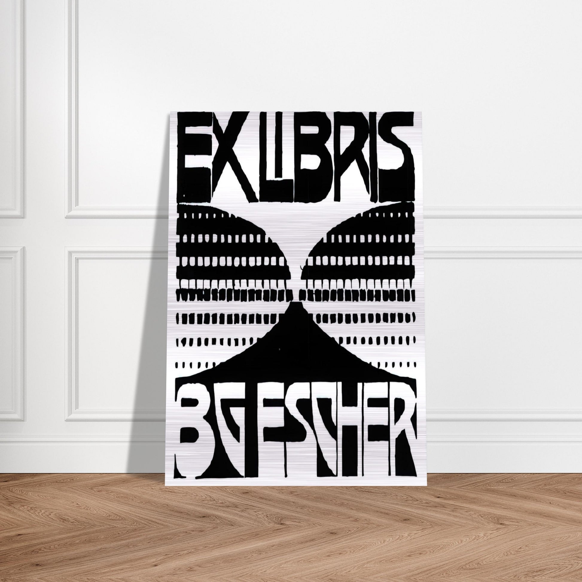 BOOKPLATE B G ESCHER BEER - MC Escher Brushed Aluminum Print - 70x100 cm / 28x40 inches | MC Escher Aluminum Print | MC Escher Prints | Maurits Cornelis Escher Prints