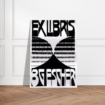 BOOKPLATE B G ESCHER BEER - MC Escher Brushed Aluminum Print - 70x100 cm / 28x40 inches | MC Escher Aluminum Print | MC Escher Prints | Maurits Cornelis Escher Prints