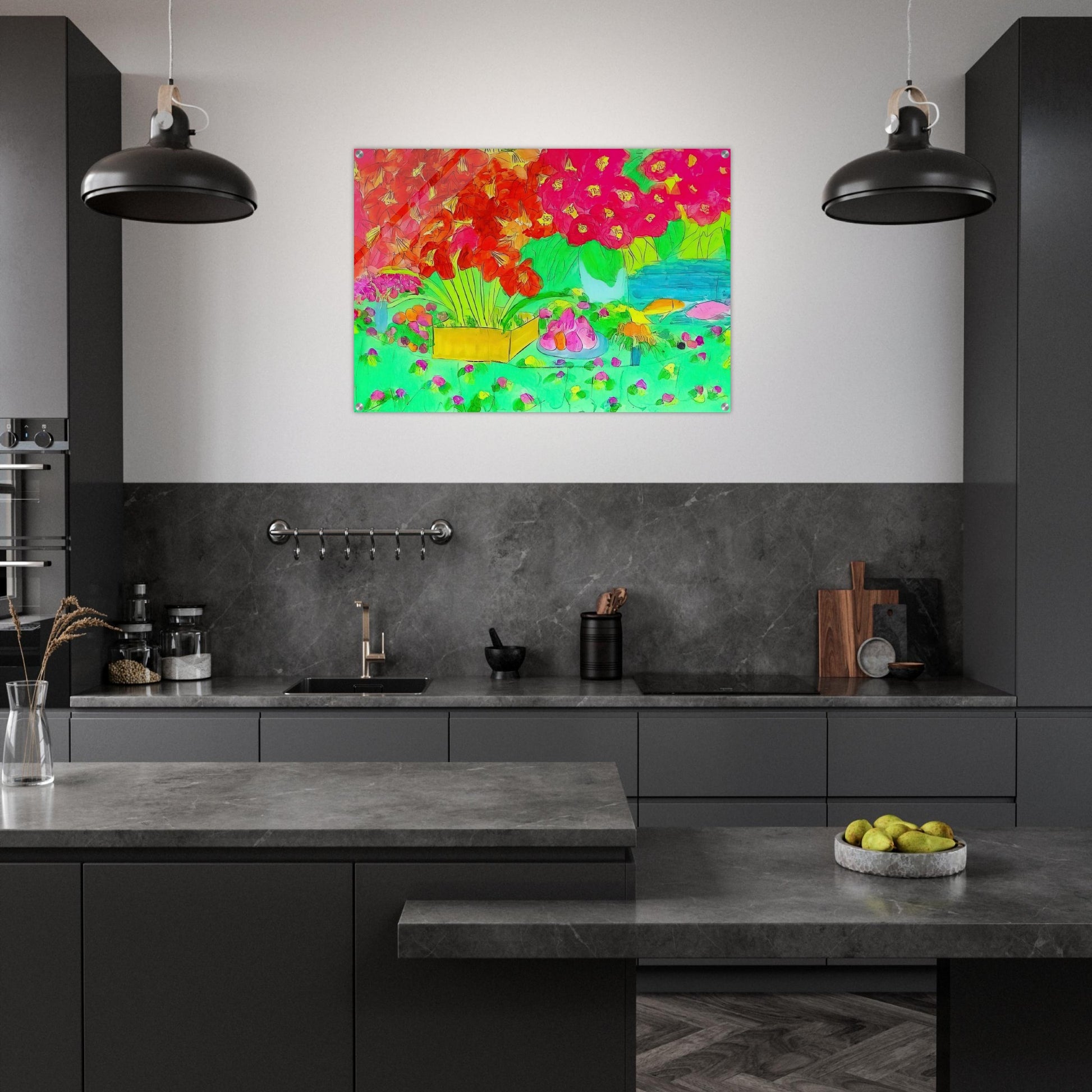 Rose Garden - 1990 - Walasse Ting Acrylic Print - 70x100 cm / 28x40″ inches