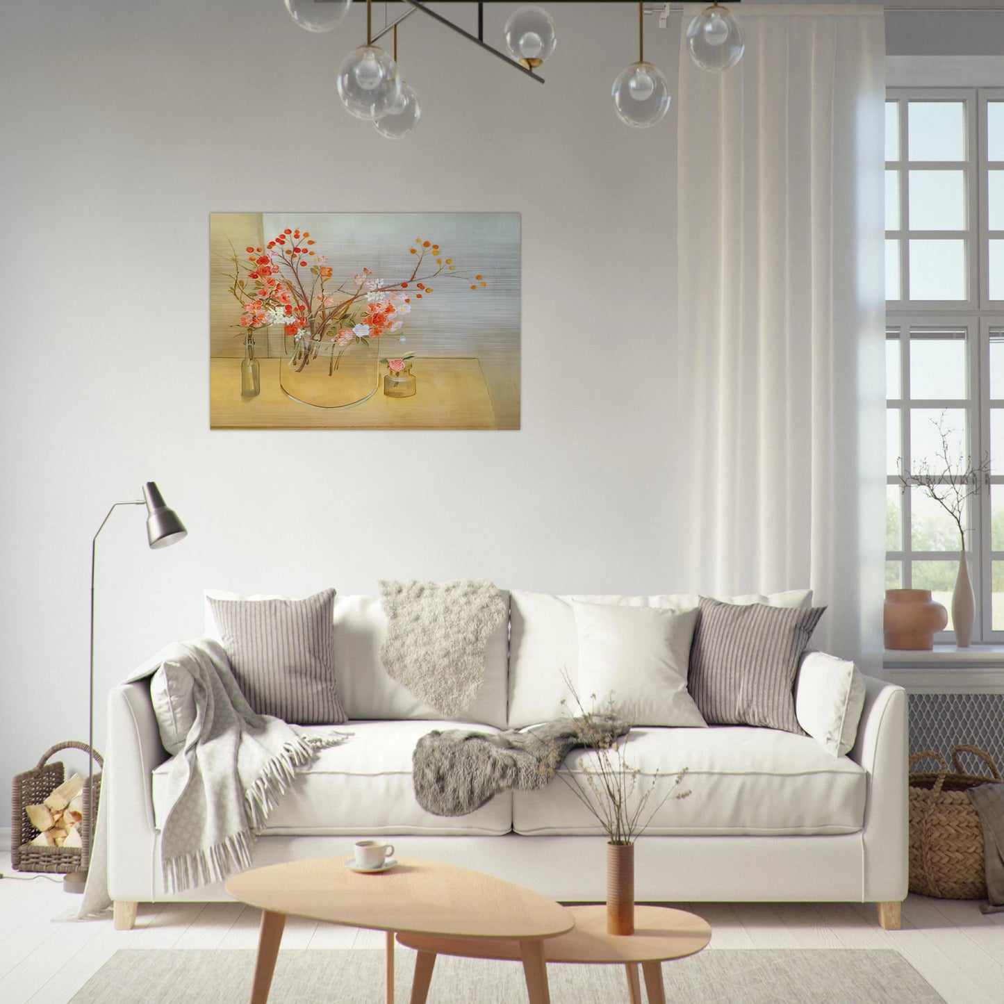 Winter Bouquet flowering quince, rosehaws, narcissus, winter rose and camellia - 1977 - Morris Graves Brushed Aluminum Print - 70x100 cm / 28x40 inches | Morris Graves Aluminum Print | Morris Graves Prints