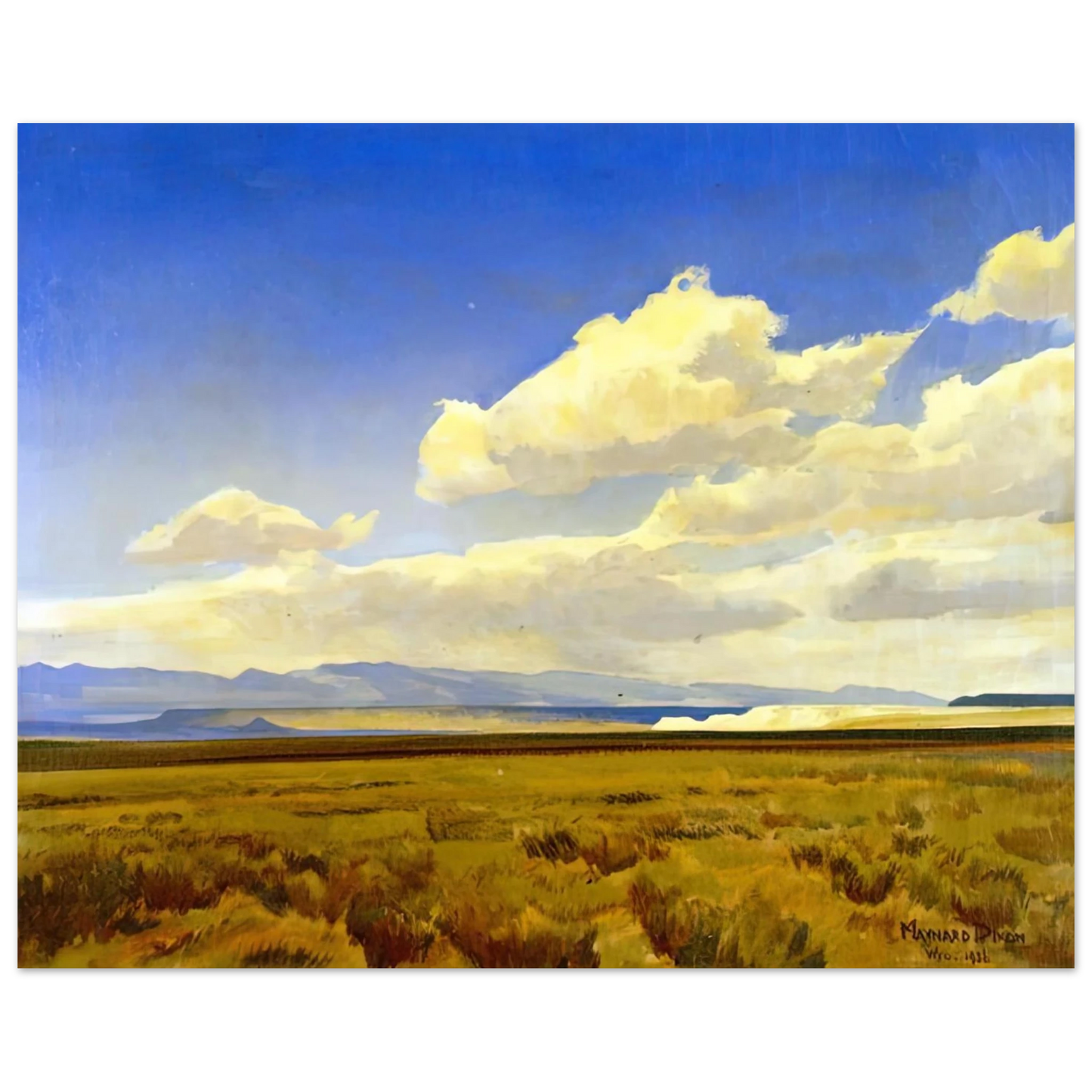 Maynard Dixon - WIND OF WYOMING 1936 Wall art - 40x50 cm / 16x20 inches - Premium Wooden Framed Poster With Fine Art Paper-canvas - Black frame