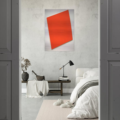 Red-Orange Panel with Curve - Ellsworth Kelly Brushed Aluminum Print - 70x100 cm / 28x40 inches | Ellsworth Kelly Aluminum Print | Ellsworth Kelly Prints