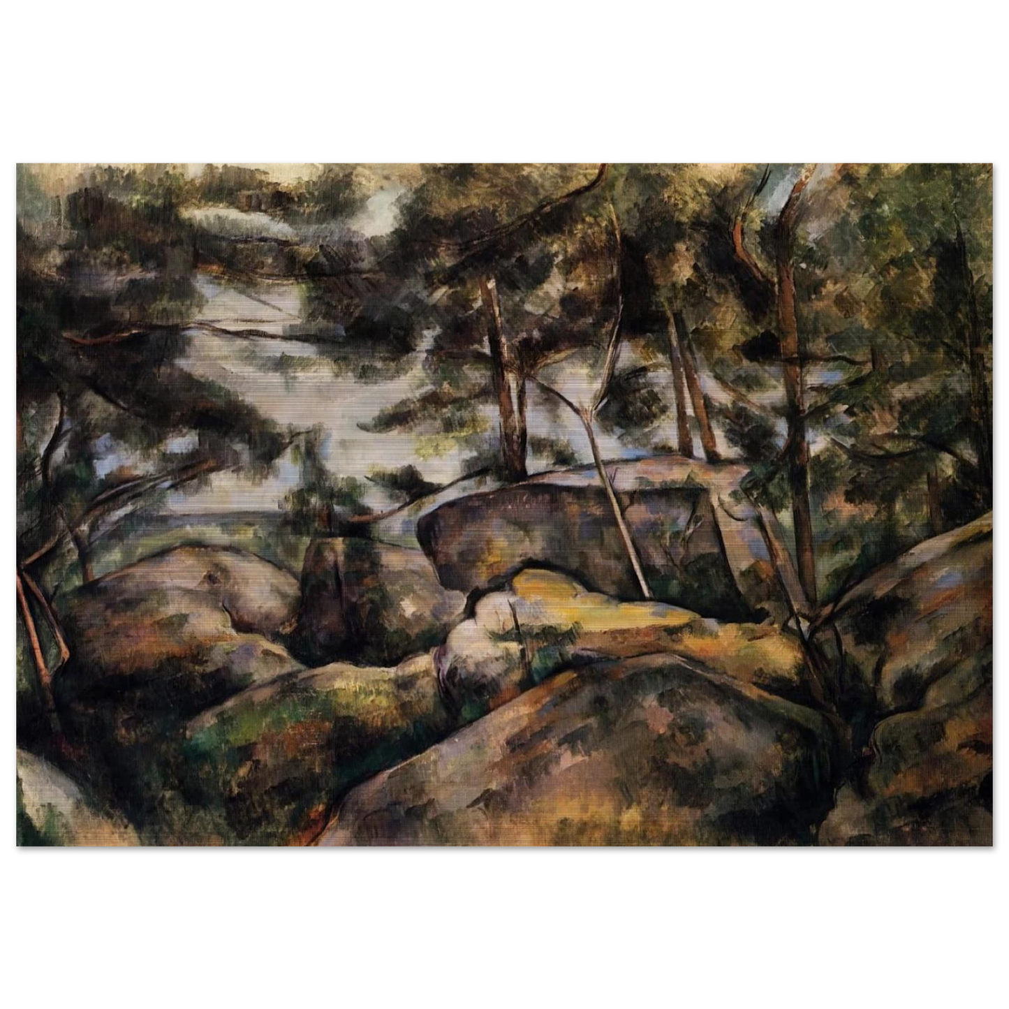 Rocks at Fountainebleau - Paul Cézanne Brushed Aluminum Print - 70x100 cm / 28x40 inches | Paul Cézanne Aluminum Print | Paul Cézanne Prints