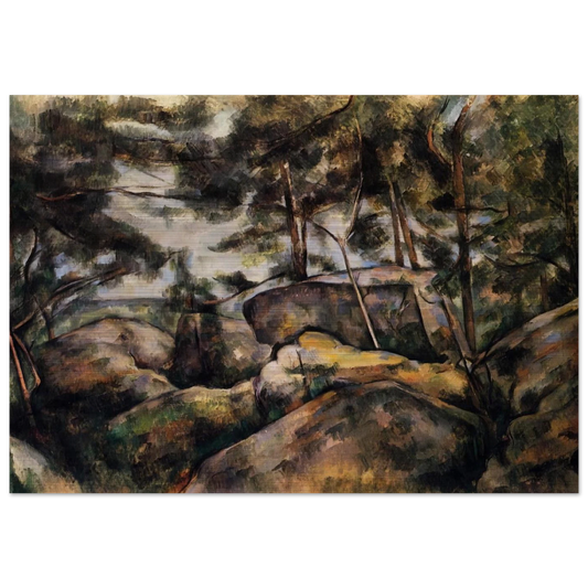 Rocks at Fountainebleau - Paul Cézanne Brushed Aluminum Print - 70x100 cm / 28x40 inches | Paul Cézanne Aluminum Print | Paul Cézanne Prints
