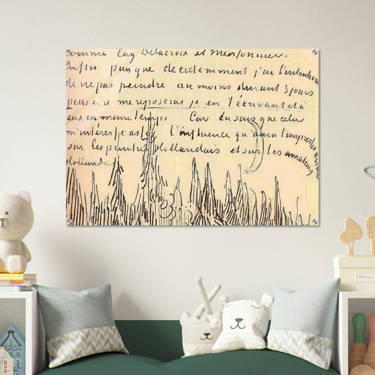 A Lane of Cypresses with a Couple Walking - Vincent van Gogh Acrylic Print - 70x100 cm / 28x40″ inches | Vincent van Gogh Wall Art | Vincent van Gogh Prints