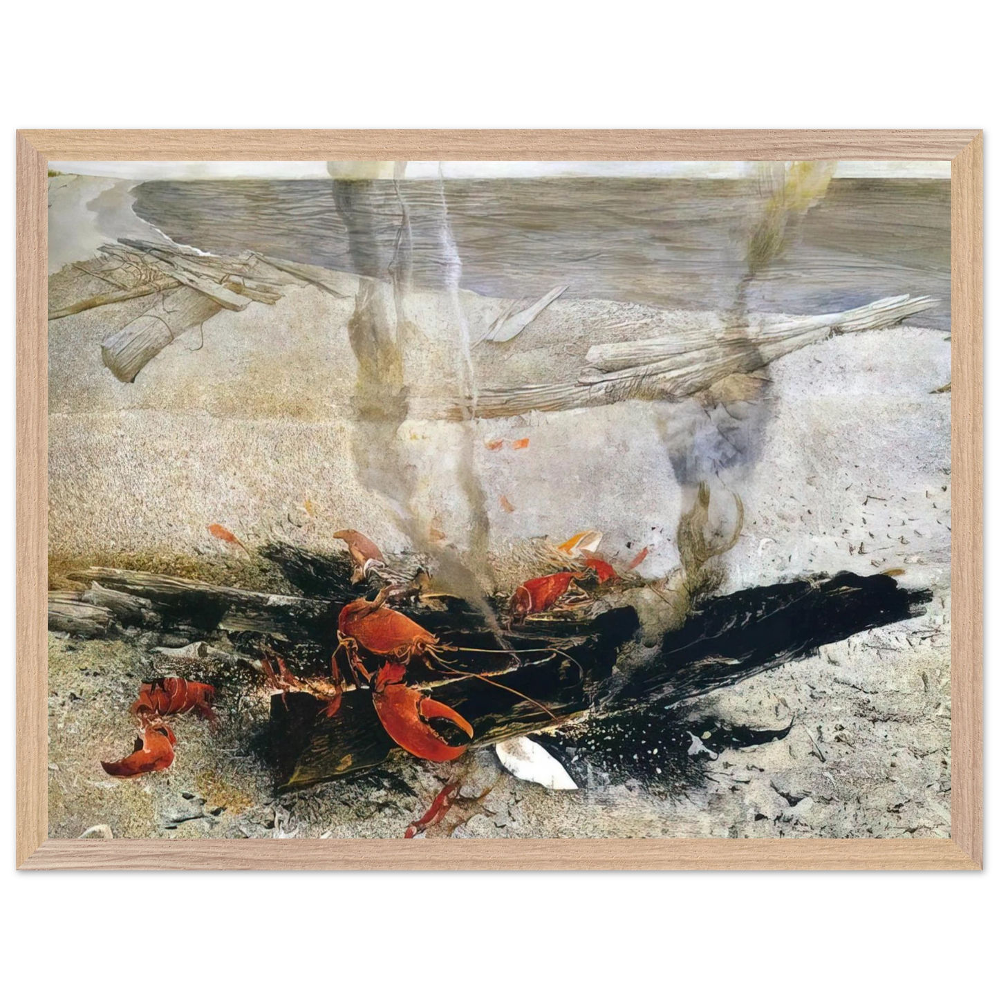 Andrew Wyeth - EMBERS 2000 Wall Art - 30x40 cm / 12x16 inches - Premium Wooden Framed Poster With Fine Art Paper-canvas - Black frame