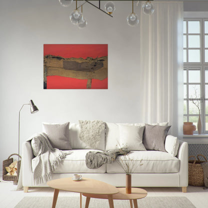 Sacking and Red - 1954 - Alberto Burri Brushed Aluminum Print - 70x100 cm / 28x40 inches | Alberto Burri Aluminum Print | Alberto Burri Prints