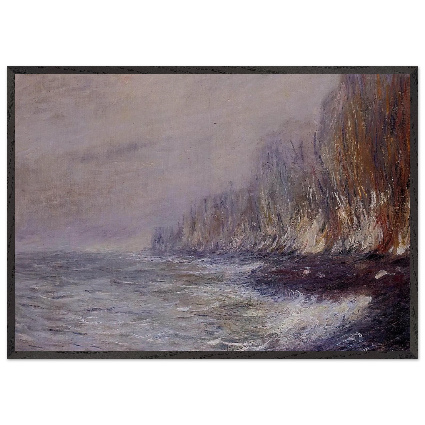 The Effect of Fog near Dieppe - claude monet 70x100 cm / 28x40 inches Framed Art Print – Black Wooden Frame