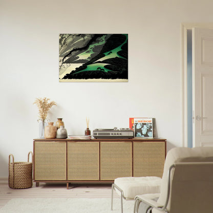 Green Big Sur - Eyvind Earle Brushed Aluminum Print - 70x100 cm / 28x40 inches | Eyvind Earle Aluminum Print | Eyvind Earle Prints