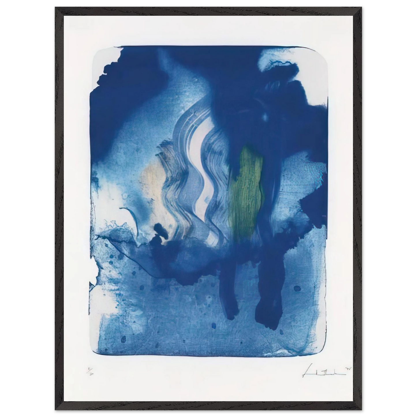 Helen Frankenthaler - Reflections V - 1995 Wall art - 60x80 cm / 24x32 inches - Premium Wooden Framed Poster With Fine Art Paper-canvas - White frame