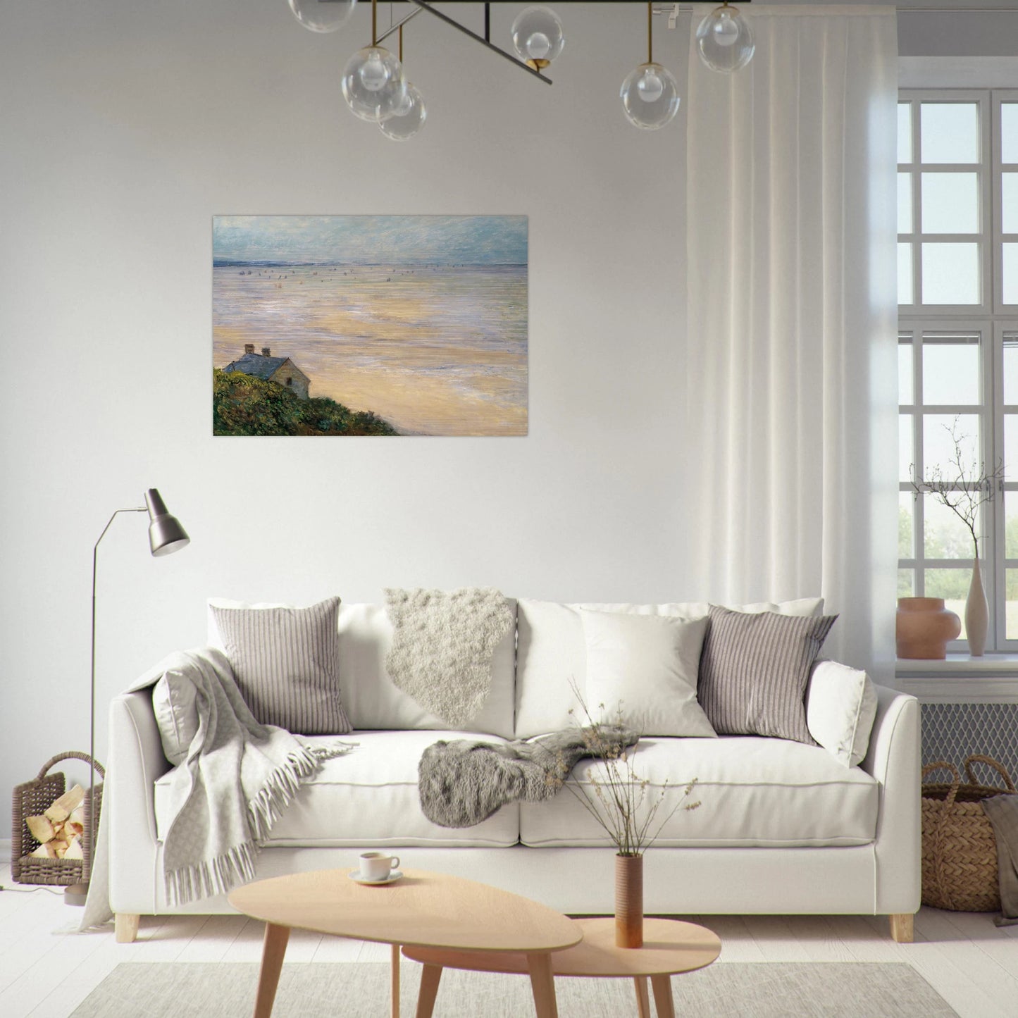 The Hut at Trouville, Low Tide - claude monet Brushed Aluminum Print - 70x100 cm / 28x40 inches | claude monet Aluminum Print | claude monet Prints