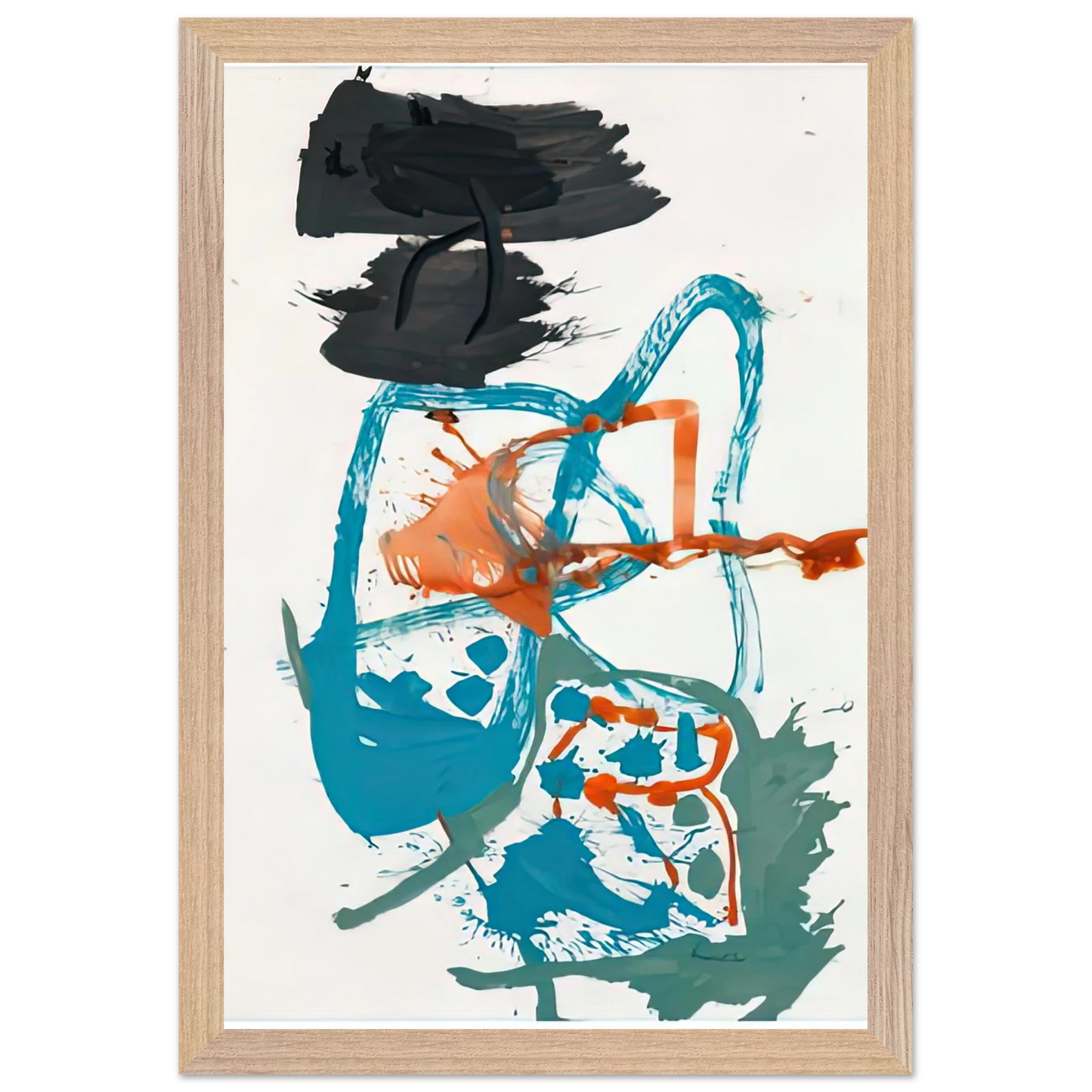 Helen Frankenthaler - Winter Figure with Black Overhead, 1959- Wall Art - 21x29.7 cm / 8x12" - Premium Wooden Framed Poster With Fine Art Paper-canvas - White frame