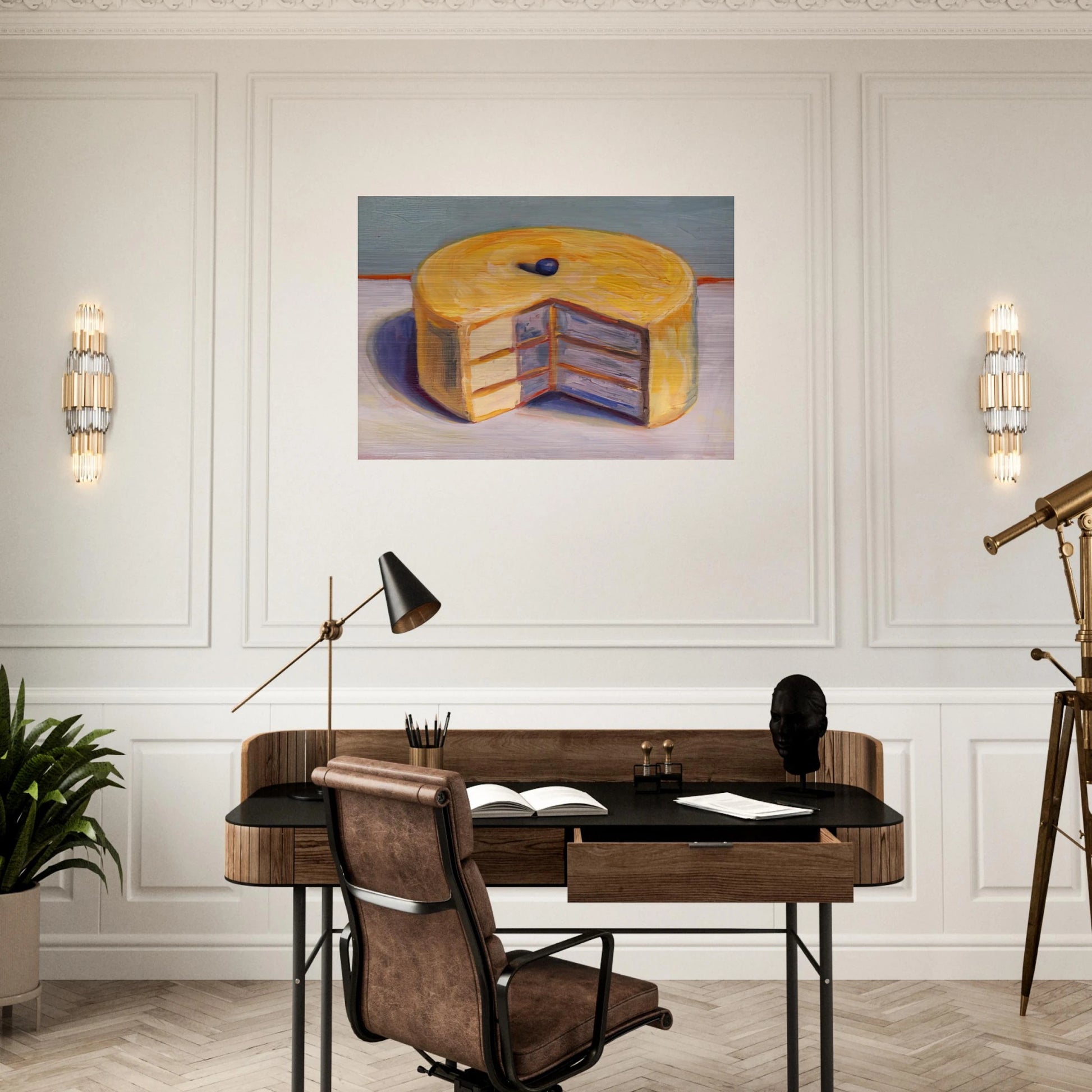 Lemon Cake - 1964 - Wayne Thiebaud Brushed Aluminum Print - 70x100 cm / 28x40 inches | Wayne Thiebaud Aluminum Print | Wayne Thiebaud Prints