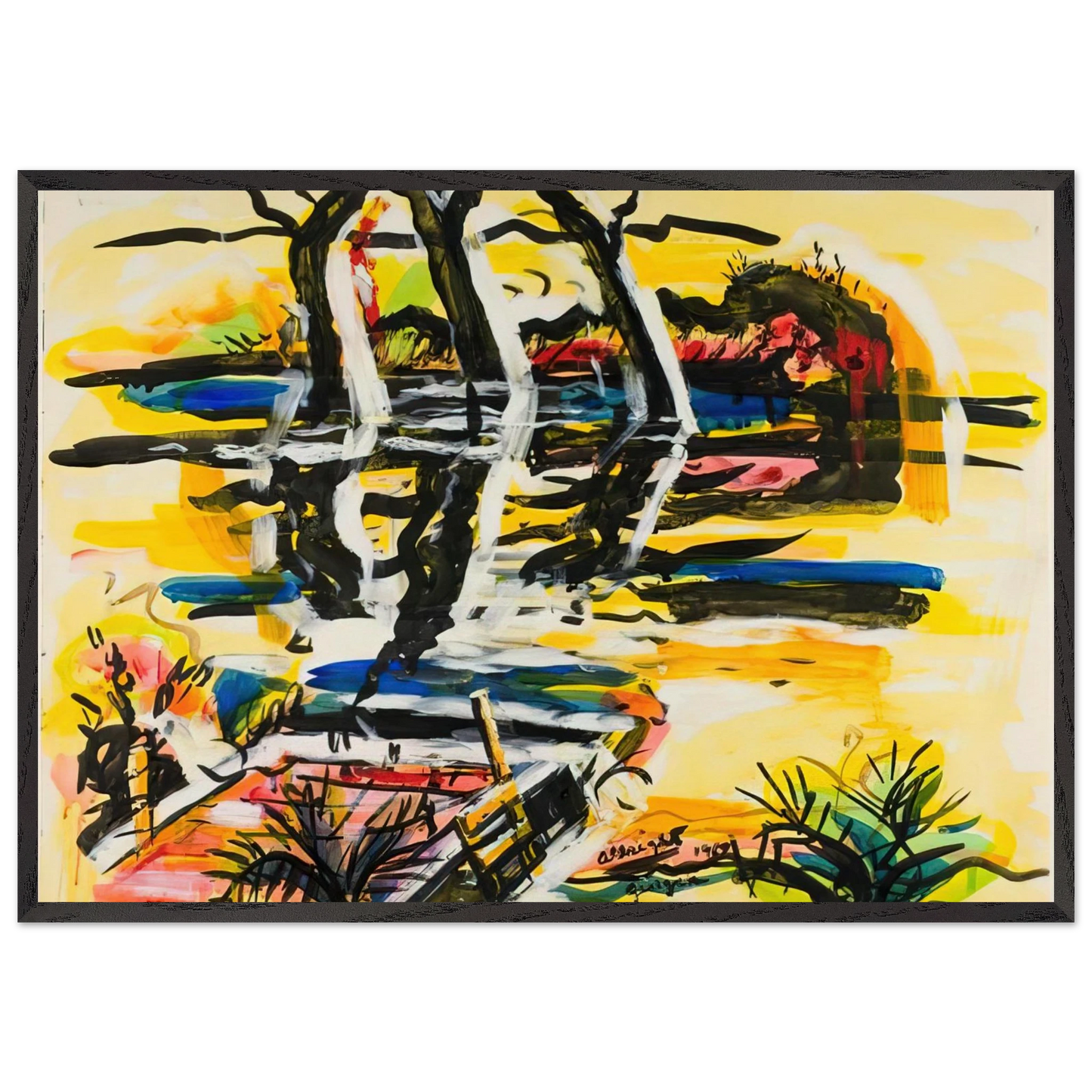 THREE TREES GEORGIA 1969 - Ivan Albright 70x100 cm / 28x40 inches Framed Art Print – Black Wooden Frame
