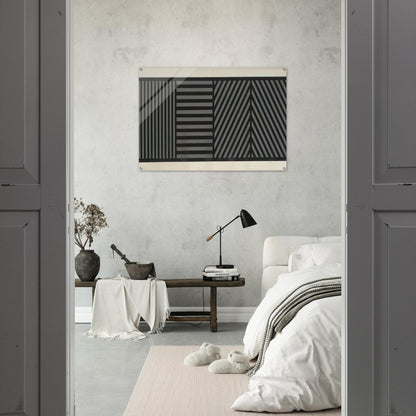 Bands of Lines One Inch Wide in Four Directions in Black and Gray - Sol LeWitt Acrylic Print - 70x100 cm / 28x40″ inches