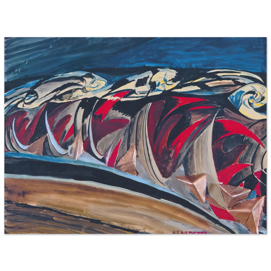 Benedetta Cappa - Lights  Sounds of a Night Train - 1924  75x100 cm / 30x40inches Fine Art Poster