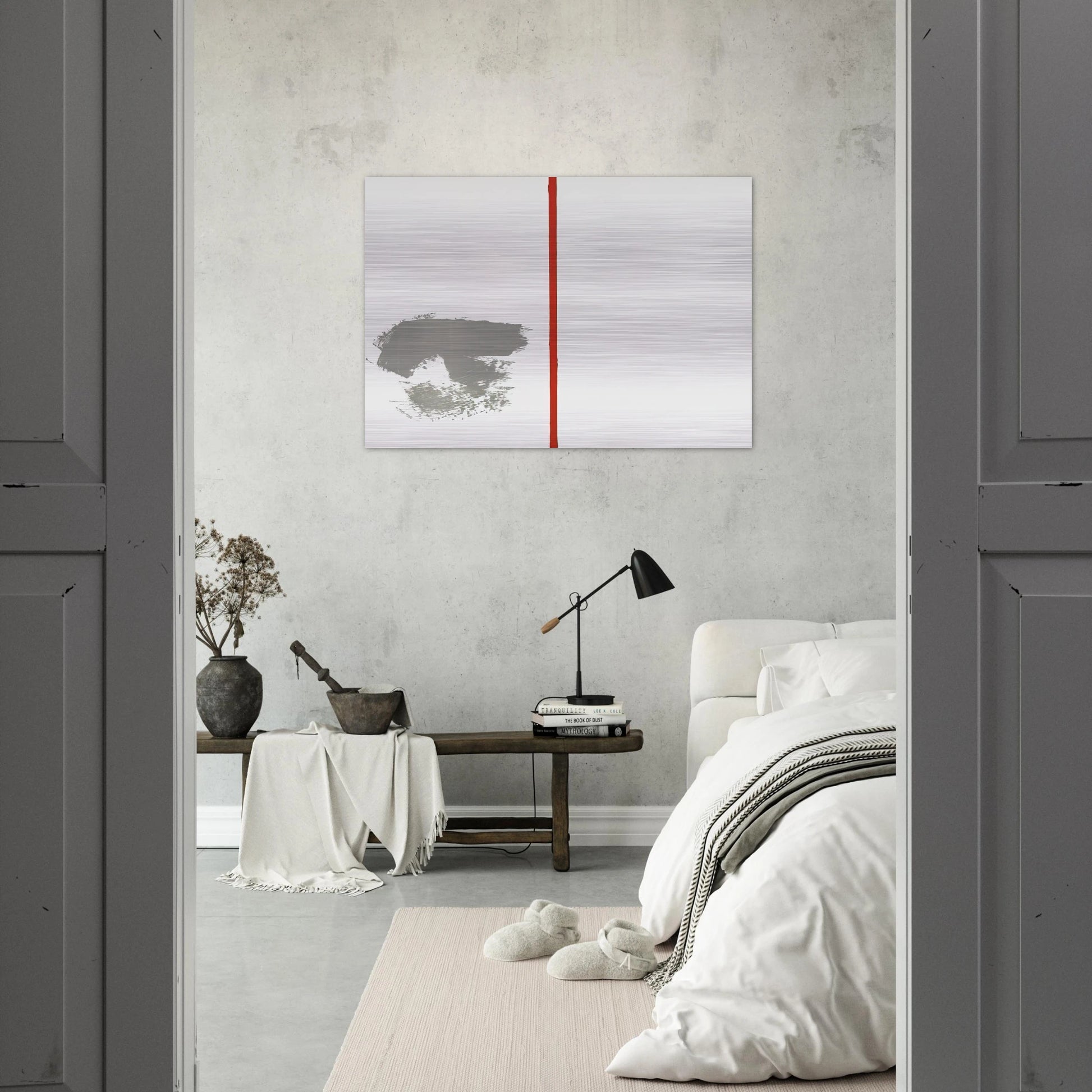 Ohne Titel mit rotem Strich - 1970 - Blinky Palermo Brushed Aluminum Print - 70x100 cm / 28x40 inches | Blinky Palermo Aluminum Print | Blinky Palermo Prints