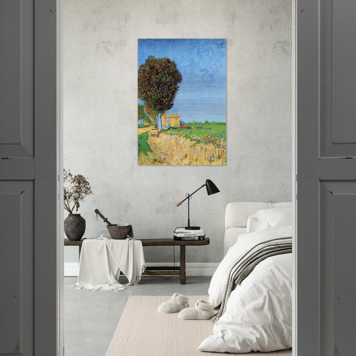 A Lane near Arles - Vincent van Gogh Brushed Aluminum Print - 70x100 cm / 28x40 inches | Vincent van Gogh Aluminum Print | Vincent van Gogh Prints