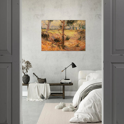 Trees in a Field on a Sunny Day - Vincent van Gogh Brushed Aluminum Print - 70x100 cm / 28x40 inches | Vincent van Gogh Aluminum Print | Vincent van Gogh Prints